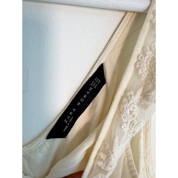 Zara Women's vintage-inspired White Floral Embroidered Mesh Maxi Dress Size XS - Picture 10 of 10